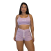 Conjunto Pijama Feminino Estilo Canelado Cropped Short ? Conforto e Estilo, Jade!