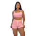 Conjunto Pijama Feminino Estilo Canelado Cropped Short ? Conforto e Estilo, Jade!